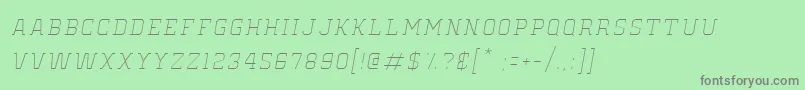 フォントOldSchoolUnitedHairlineItalic – 緑の背景に灰色の文字