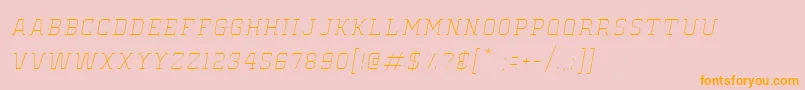 OldSchoolUnitedHairlineItalic-Schriftart – Orangefarbene Schriften auf rosa Hintergrund