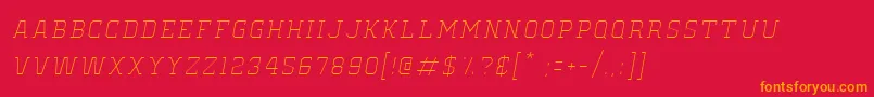 Czcionka OldSchoolUnitedHairlineItalic – pomarańczowe czcionki na czerwonym tle