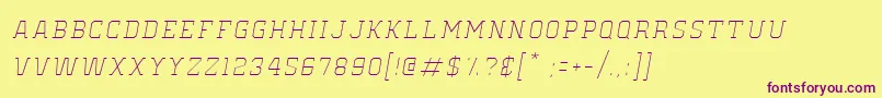 OldSchoolUnitedHairlineItalic Font – Purple Fonts on Yellow Background