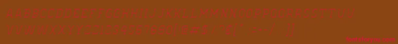Czcionka OldSchoolUnitedHairlineItalic – czerwone czcionki na brązowym tle
