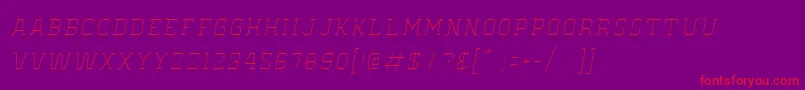 フォントOldSchoolUnitedHairlineItalic – 紫の背景に赤い文字