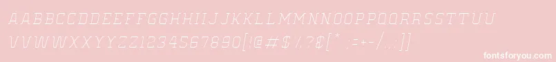 OldSchoolUnitedHairlineItalic-fontti – valkoiset fontit vaaleanpunaisella taustalla