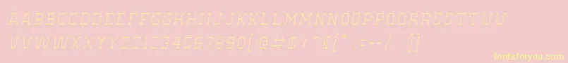 OldSchoolUnitedHairlineItalic-Schriftart – Gelbe Schriften auf rosa Hintergrund