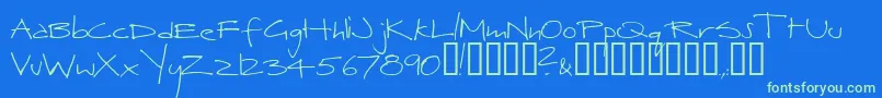 Herbert ffy-Schriftart – Grüne Schriften auf blauem Hintergrund