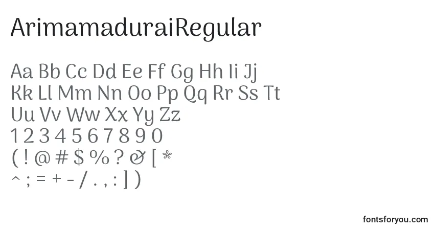 Schriftart ArimamaduraiRegular – Alphabet, Zahlen, spezielle Symbole