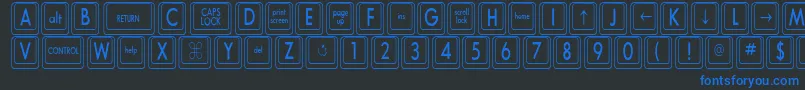 Czcionka KeyboardKeyscnCondensed – niebieskie czcionki na czarnym tle