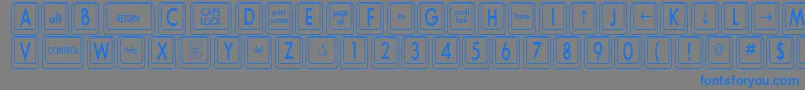Czcionka KeyboardKeyscnCondensed – niebieskie czcionki na szarym tle