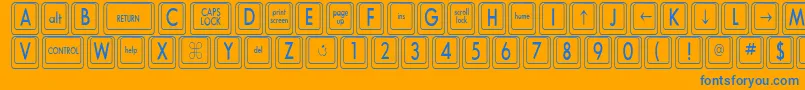 KeyboardKeyscnCondensed-Schriftart – Blaue Schriften auf orangefarbenem Hintergrund