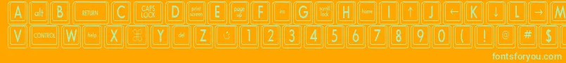 Fonte KeyboardKeyscnCondensed – fontes verdes em um fundo laranja