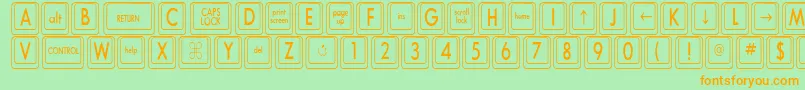 Więcej informacji o czcionce KeyboardKeyscnCondensed Czcionka KeyboardKeyscnCondensed – pomarańczowe czcionki na zielonym tle