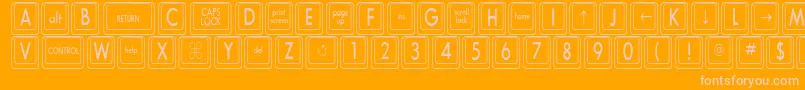 KeyboardKeyscnCondensed-fontti – vaaleanpunaiset fontit oranssilla taustalla