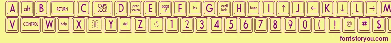KeyboardKeyscnCondensed Font – Purple Fonts on Yellow Background
