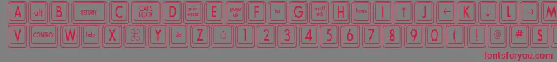 Weitere Informationen zur KeyboardKeyscnCondensed-Schriftart KeyboardKeyscnCondensed-Schriftart – Rote Schriften auf grauem Hintergrund