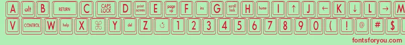 KeyboardKeyscnCondensed Font – Red Fonts on Green Background