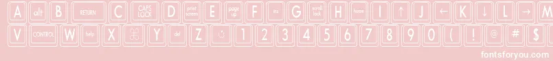 Fonte KeyboardKeyscnCondensed – fontes brancas em um fundo rosa