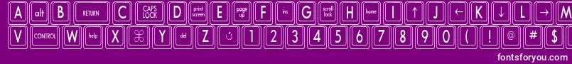KeyboardKeyscnCondensed-fontti – valkoiset fontit violetilla taustalla
