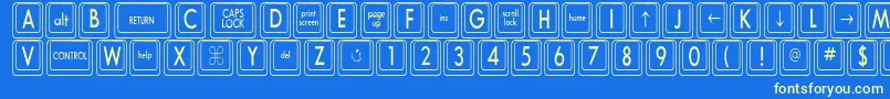 Fonte KeyboardKeyscnCondensed – fontes amarelas em um fundo azul