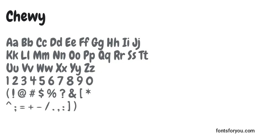 Шрифт Chewy – алфавит, цифры, специальные символы