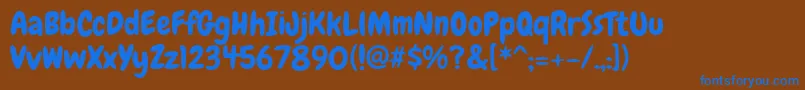 Chewy Font – Blue Fonts on Brown Background