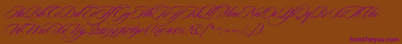 CeremoniousThree-Schriftart – Violette Schriften auf braunem Hintergrund