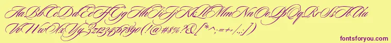 CeremoniousThree-Schriftart – Violette Schriften auf gelbem Hintergrund