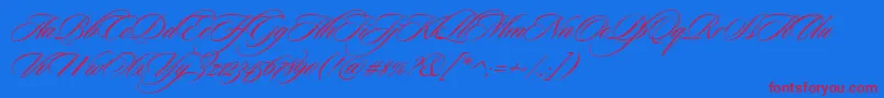 CeremoniousThree Font – Red Fonts on Blue Background