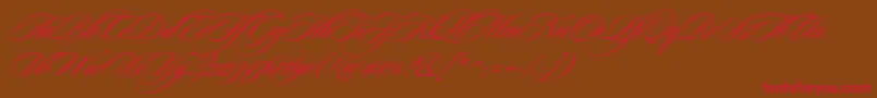 CeremoniousThree-Schriftart – Rote Schriften auf braunem Hintergrund