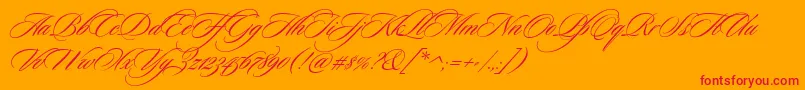 CeremoniousThree-Schriftart – Rote Schriften auf orangefarbenem Hintergrund