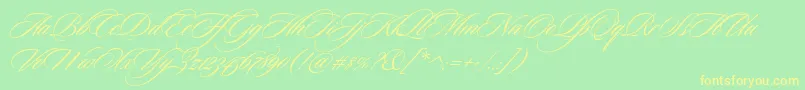 CeremoniousThree-Schriftart – Gelbe Schriften auf grünem Hintergrund