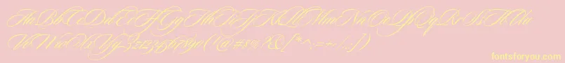 CeremoniousThree-Schriftart – Gelbe Schriften auf rosa Hintergrund