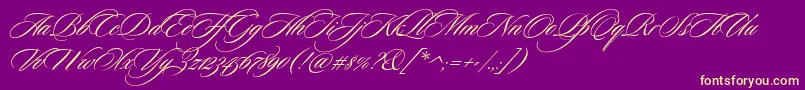 CeremoniousThree-Schriftart – Gelbe Schriften auf violettem Hintergrund