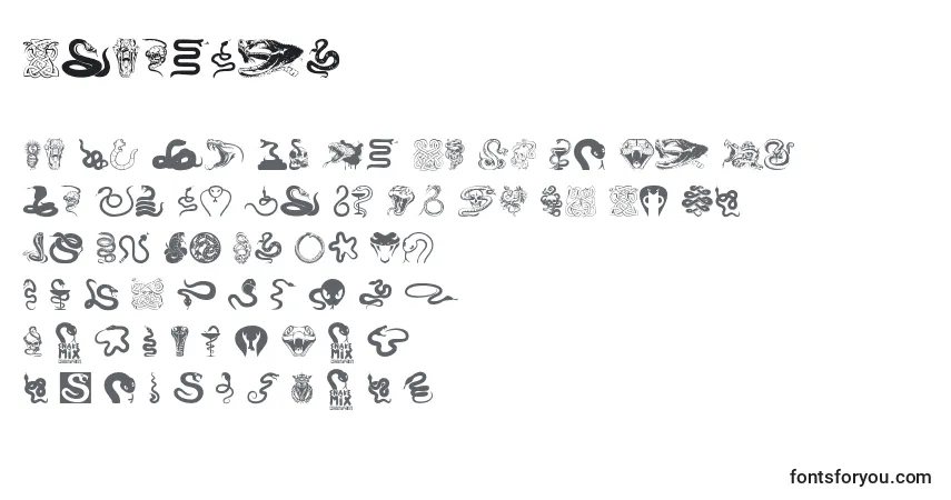 Czcionka SnakeMix – alfabet, cyfry, specjalne znaki