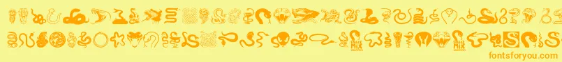 SnakeMix-Schriftart – Orangefarbene Schriften auf gelbem Hintergrund