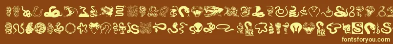 SnakeMix-Schriftart – Gelbe Schriften auf braunem Hintergrund