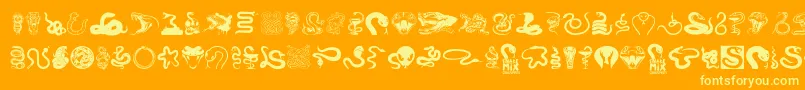 SnakeMix-fontti – keltaiset fontit oranssilla taustalla