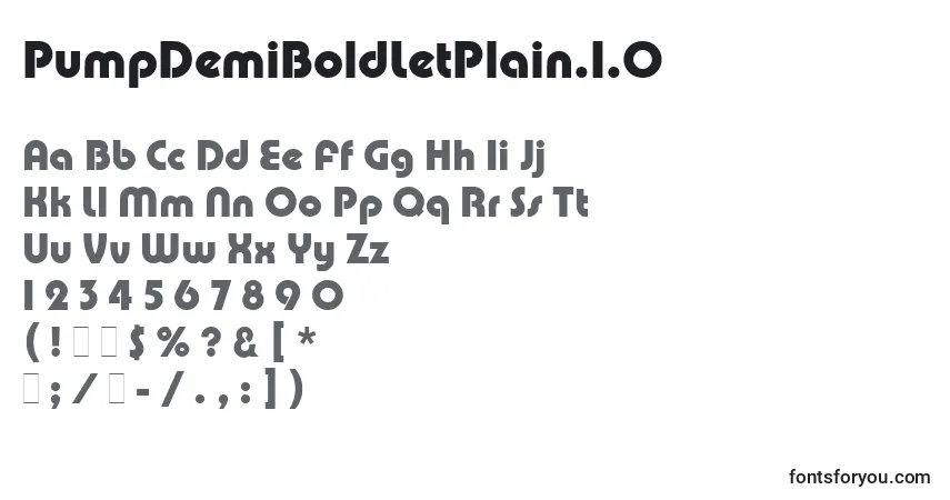 Czcionka PumpDemiBoldLetPlain.1.0 – alfabet, cyfry, specjalne znaki