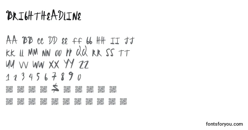 Czcionka Brightheadline – alfabet, cyfry, specjalne znaki