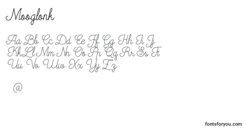 Schriftart Mooglonk – Alphabet, Zahlen, spezielle Symbole