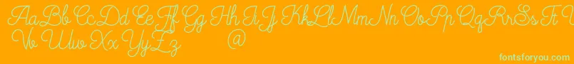Mooglonk-Schriftart – Grüne Schriften auf orangefarbenem Hintergrund