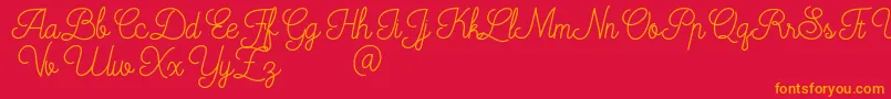 Mooglonk-Schriftart – Orangefarbene Schriften auf rotem Hintergrund