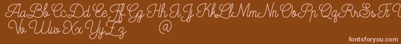 Mooglonk-fontti – vaaleanpunaiset fontit ruskealla taustalla