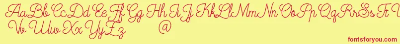 Mooglonk-Schriftart – Rote Schriften auf gelbem Hintergrund