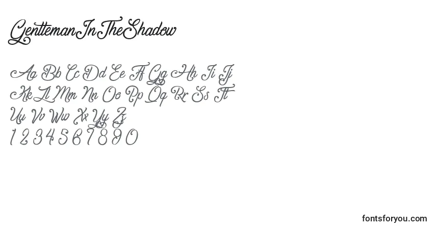 Шрифт GentlemanInTheShadow – алфавит, цифры, специальные символы