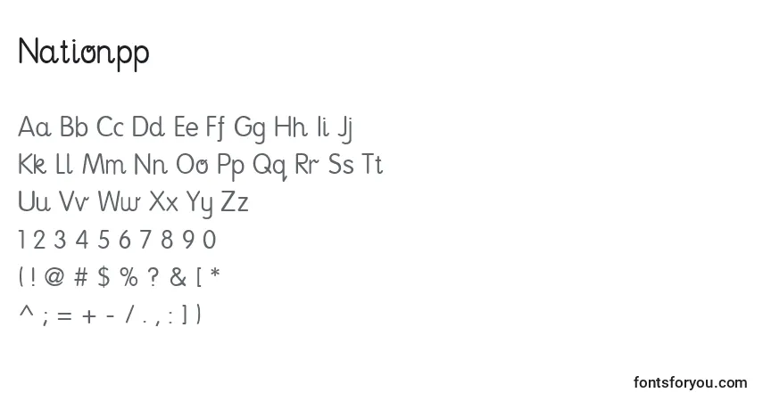 Czcionka Nationpp – alfabet, cyfry, specjalne znaki