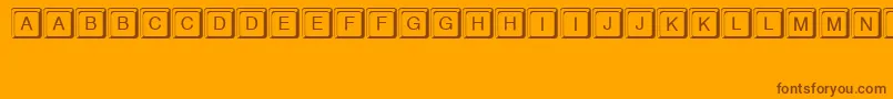 KeystrokeRegular-Schriftart – Braune Schriften auf orangefarbenem Hintergrund
