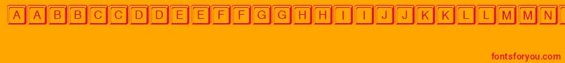KeystrokeRegular-Schriftart – Rote Schriften auf orangefarbenem Hintergrund