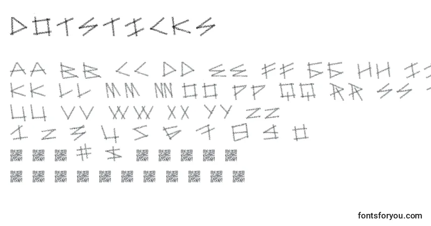 Fuente Dotsticks - alfabeto, números, caracteres especiales