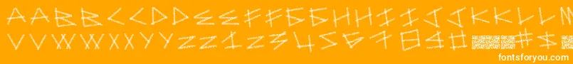 Dotsticks-Schriftart – Weiße Schriften auf orangefarbenem Hintergrund