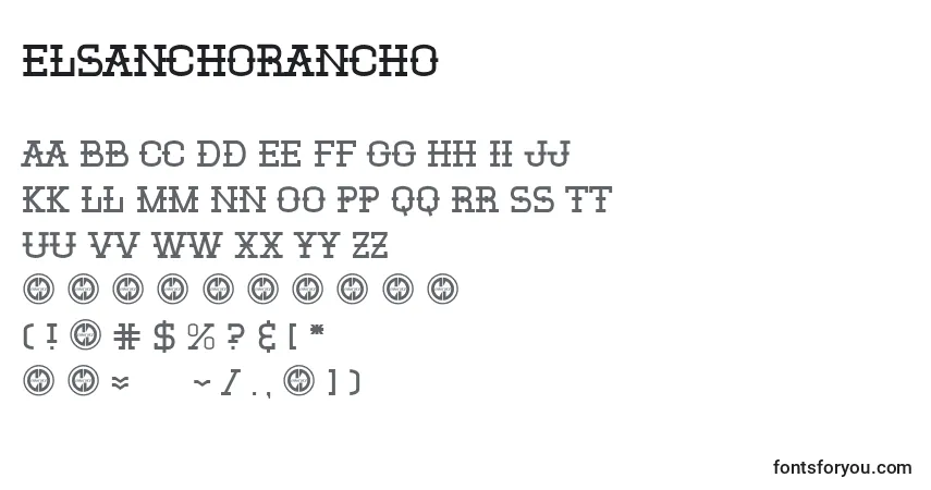 A fonte Elsanchorancho – alfabeto, números, caracteres especiais